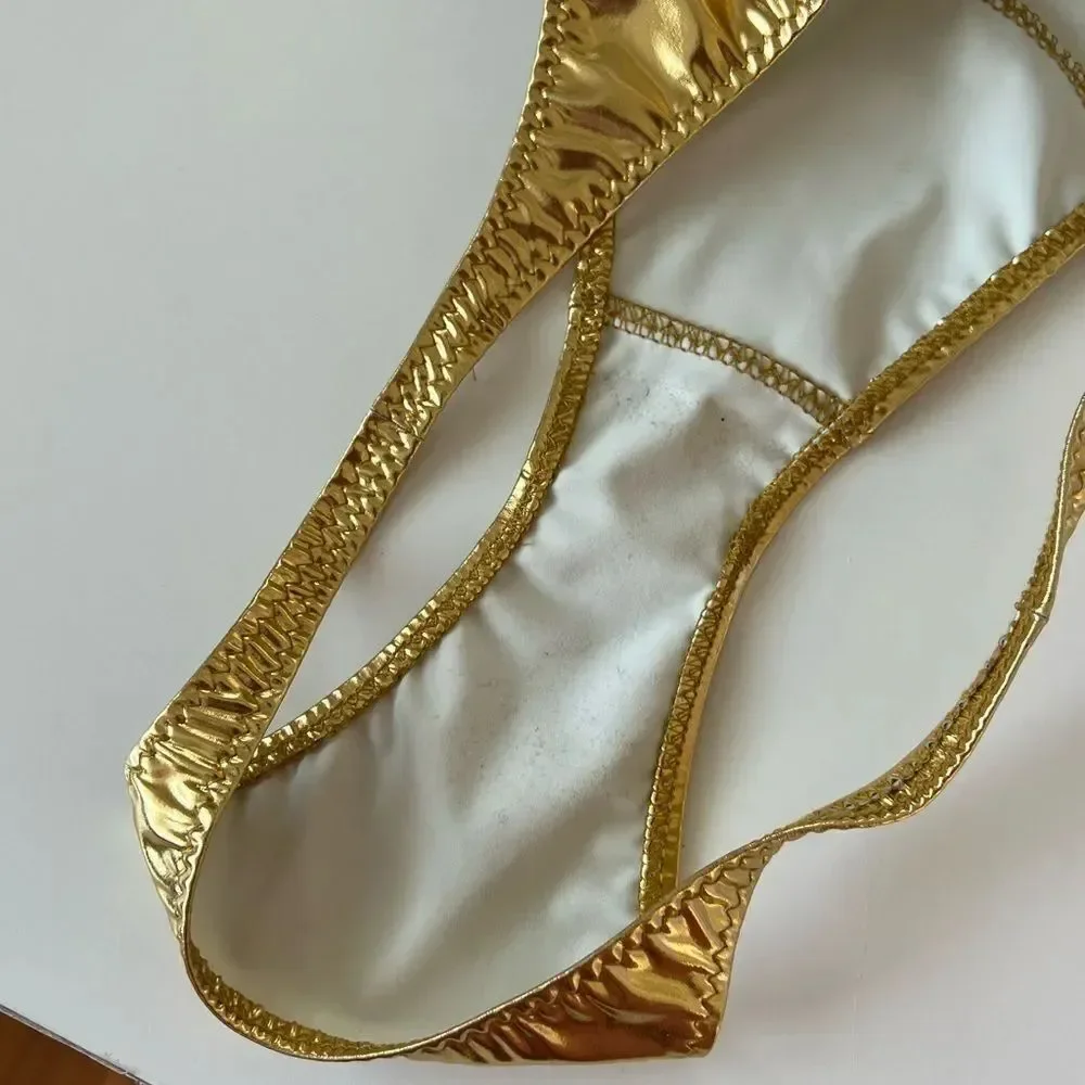 Lisa Marie Fernandez Y2K gold metallic foil bikini bottoms 0